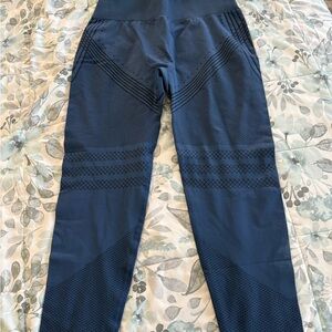 Navy Blue Textured Leggings